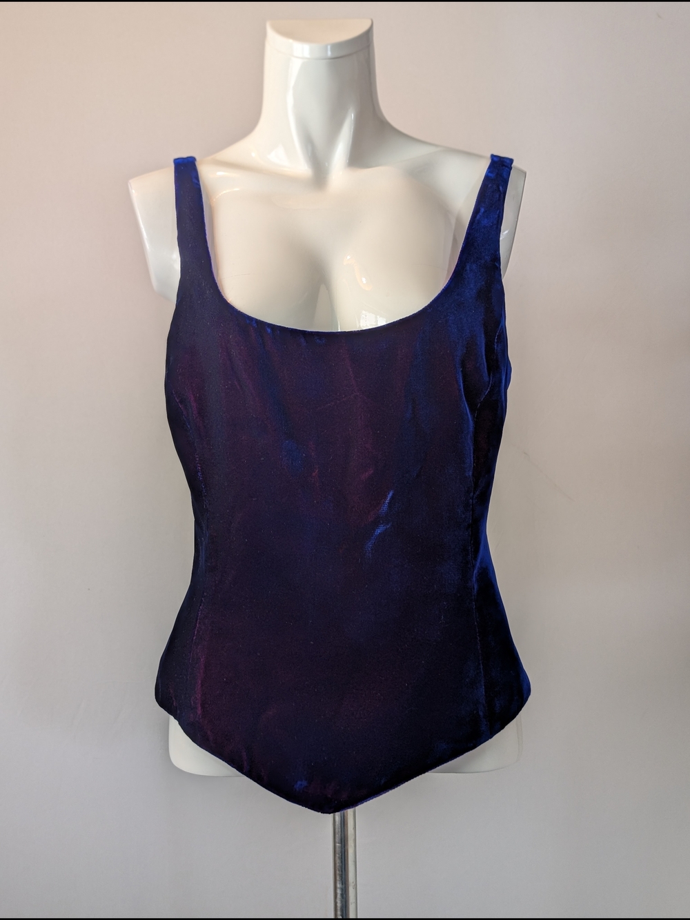Shimmering Iridescent Velvet Purple Blue Scoop Neck Tank Dana Buchman Size 6